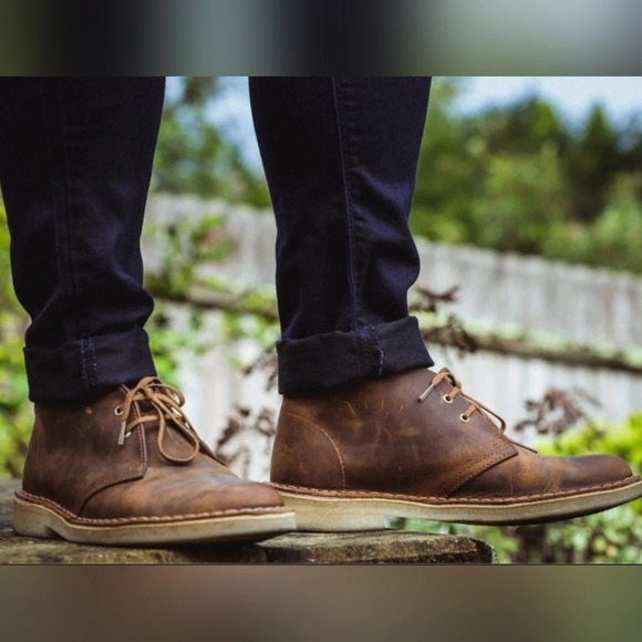 Clarks 8 Originals Desert Chukka Boots Brown Leather Beeswax Lace Up Dress Shoes - Picture 2 of 12